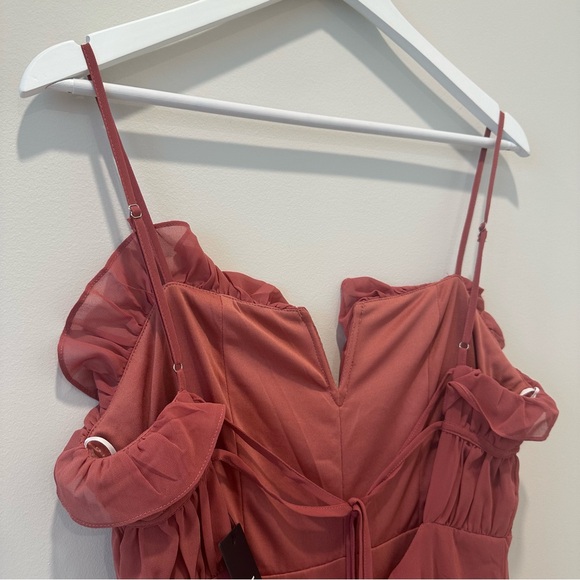 Lulus Exemplary Beauty Rusty Rose Sleeveless Tie Back Maxi Dress Wedding Guest - Picture 10 of 13